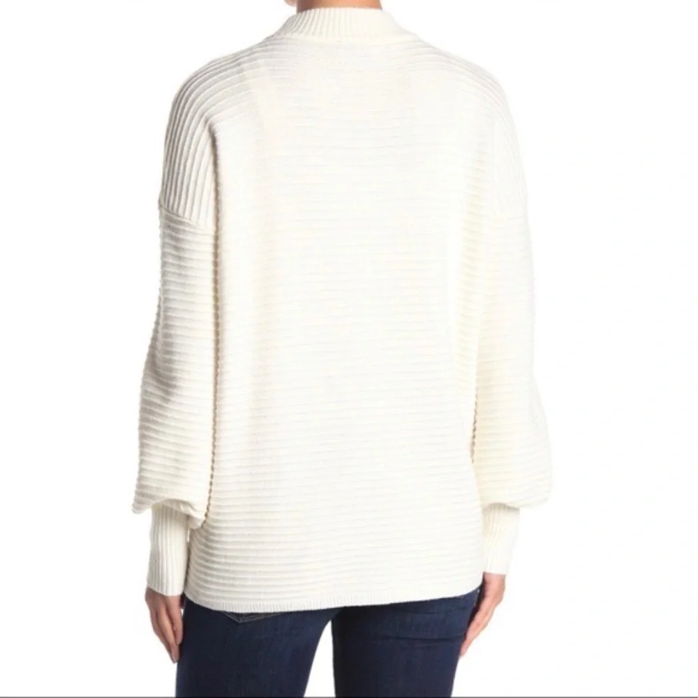 Love Token Mock Neck Ribbed Sweater Ivory Medium
